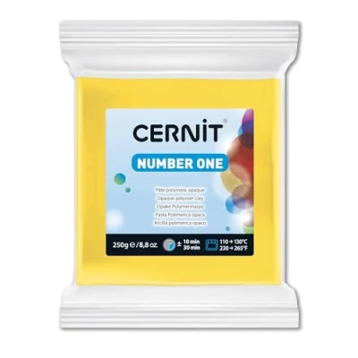 Abbildung von Cernit CE0900250700C Block Modelliermasse (Polymer) NUMBER ONE, ofenhärtend, sofort gebrauchsfähig, 250g, ideal für DIY, Schmuck &amp; Figuren, Einsteiger und Hobbykünstler, Gelb, 1 Stück