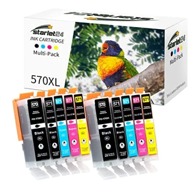 Abbildung von Starlet24 Kompatibel Druckerpatronen für Canon PGI 570 CLI 571 XL, Tintenpatrone Pixma MG5700 MG5750 MG5751 MG6800 MG6850 MG7750 TS5000 TS5050(2 PGBK 2 Schwarz Cyan Magenta Gelb)