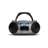Abbildung von Aiwa BBTC 660DAB/MG: Tragbares Radio mit CD, Bluetooth und USB, Cassettes, RDS, FM PLL, Dab+, Fernbedienung, Metallgrau