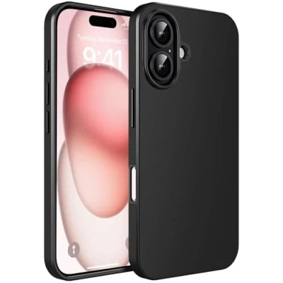 Abbildung von Verco Kompatibel mit iPhone 16 Hülle, Matte Rückschale Schutzhülle für Case Silikon Handyhülle Schwarz