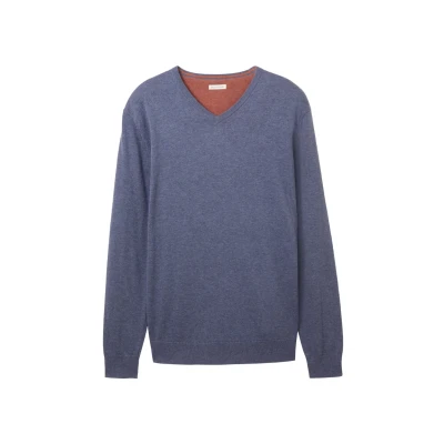 Abbildung von TOM Tailor Basic V NECK Strickpullover Vintage indigo blue melange, Herren, Größe: 3XL, melange