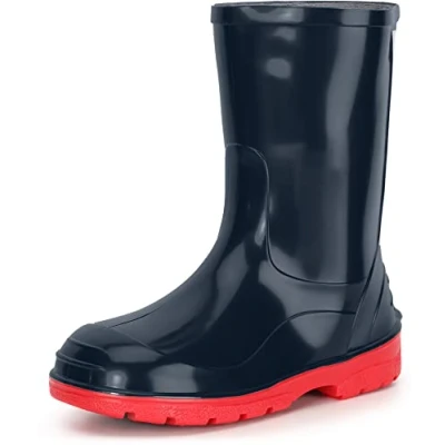 Abbildung von Ladeheid Gummistiefel Kinder Hohe wasserdichte Regenstiefel für Jungen und Mädchen LA 939 (Dunkelblau/Rot, 27 EU)