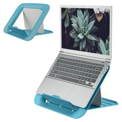 Abbildung von Leitz Höhenverstellbarer Laptopständer, Notebook Ständer mit 4 Höhen für 13“ 15“ Notebooks, Kompakte Laptop Erhöhung den Schreibtisch, IGR zertifiziert, Ergo Cosy Serie, Blau, 64260061