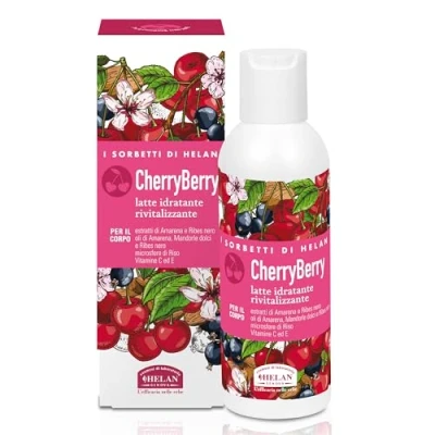 Abbildung von Helan I Sorbetti CherryBerry Flüssige parfümierte Körpercreme mit Vitamin C und E Antioxidans schwarzen Johannisbeeren, feuchtigkeitsspendende für trockene natürliche Haut süßem