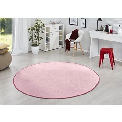 Abbildung von Hanse Home Teppich Fancy Rund Wohnzimmerteppich einfarbig Modern Velours für Esszimmer, Wohnzimmer, Kinderzimmer, Flur, Schlafzimmer, Küche Rosa, Ø200cm