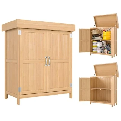 Abbildung von Outsunny Gerätehaus Schuppen mit Doppeltür, BxT: 74x43 cm, (Geräteschuppen, 1 St., Gartenschrank), für Garten, Natur