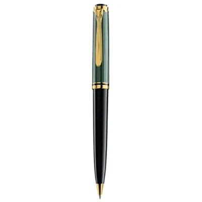 Abbildung von Pelikan Kugelschreiber Souverän 800, Schwarz Grün, hochwertiger Drehkugelschreiber im Geschenk Etui, 996991