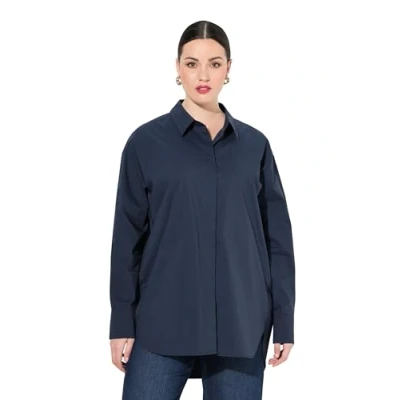 Abbildung von Ulla Popken Hemdbluse Perlmuttknöpfe Oversized Hemdkragen