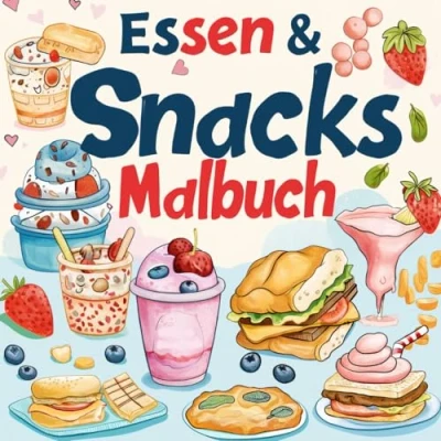 Abbildung von Essen &amp; Snacks Malbuch: 45 Ausmalbilder für Entspannung mit köstlichen Gerichten und Erfrischungen alle Altersgruppen