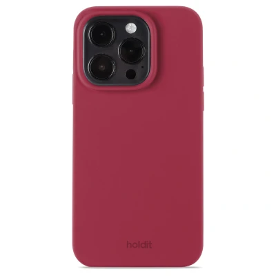 Abbildung von Apple iPhone 15 Pro Hülle Silikon Holdit Hard Case/Backcover Handyhülle Dunkelrot
