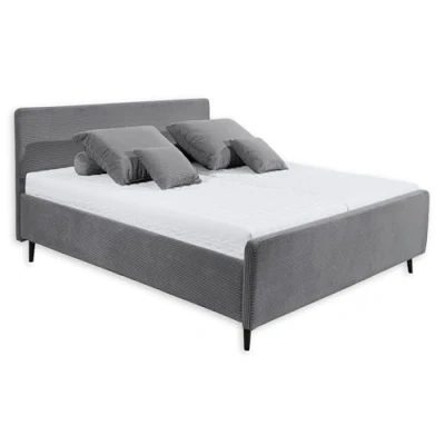 Abbildung von Stella Trading PEACH Polsterbett Bettgestell 180x200, Dunkelgrau Modernes Doppelbett in Cord Optik mit Holzfüßen 192 x 111 215 cm (B/H/T)