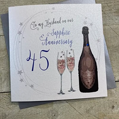 Abbildung von WHITE COTTON CARDS Glückwunschkarte zum 45. Hochzeitstag, handgefertigt, Grau, 114,3 cm