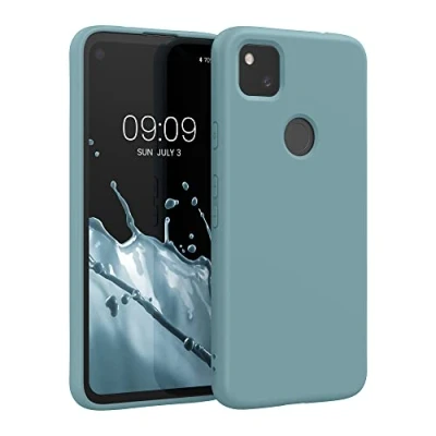 Abbildung von kwmobile Hülle kompatibel mit Google Pixel 4a gummierte TPU Silikon Handyhülle Schutzhülle für kabelloses Laden Case in Arctic Night