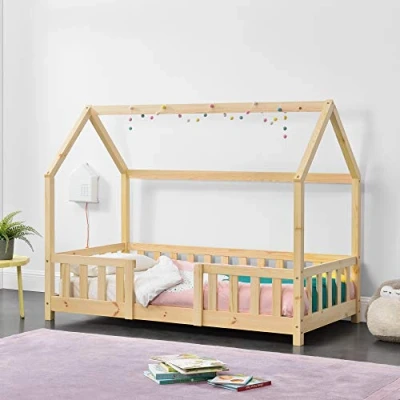 Abbildung von en.casa Kinderbett, »Sisimiut« Haus Optik mit Rausfallschutz 70x140cm Holz