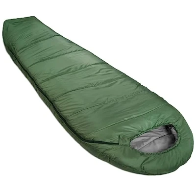 Abbildung von Amazon Basics Schlafsack für kaltes Wetter, zum Camping und Wandern, leicht, Mumienschlafsack, Olivgrün