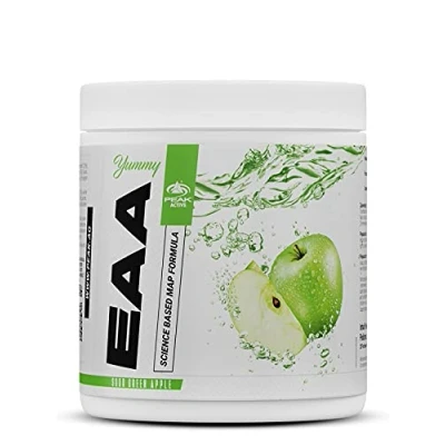 Abbildung von PEAK Yummy EAA 400g Geschmack Sour Green Apple I 25 Portionen essenzielle Aminosäuren optimierte Matrix zur Proteinbiosynthese MAP Formel Muskelaufbau &amp; versorgung vegan