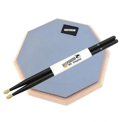 Abbildung von keepdrum Schlagzeug DP GY8 Practice Pad Grau 8 mit Sticks 5BB