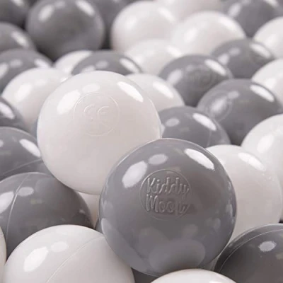 Abbildung von KiddyMoon 700 ∅ 7Cm Kinder Bälle Spielbälle Für Bällebad Baby Plastikbälle Made In EU, Weiß/Grau