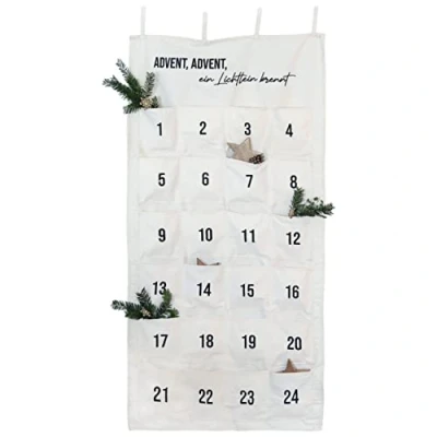 Abbildung von PAPIERDRACHEN befüllbarer Adventskalender Wandteppich aus Stoff zum Befüllen hochwertig bestickt