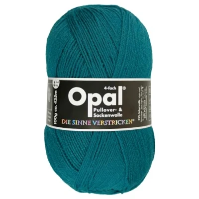 Abbildung von Frida&#039;s Wollhaus Opal 100 g Uni 4 fach Sockengarn Strümpfe Stricken filzfrei Wolle 35 Farben (9934 Blaugrün)