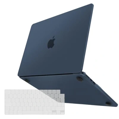 Abbildung von TECOOL Fein Gefrostete Hülle Schutzhülle für MacBook Air 13.6 Zoll M3 M2 2024 A3113 2022 A2681, [Speziell die offizielle Farbe Mittenacht] Ultradünne Hartschale Case u. EU TPU Tastaturschutz