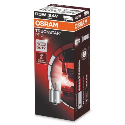 Abbildung von OSRAM TRUCKSTAR PRO 5627TSP Glühlampe, Blinkleuchte 24V 5W R5W MERCEDES BENZ: T2/LN1 Kasten / Kombi, UNIMOG, Vario MAN: TGL, TGX