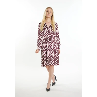 Abbildung von DREIMASTER klassik Women&#039;s Midi Dress XS / Off White Bordeaux 100% Polyester