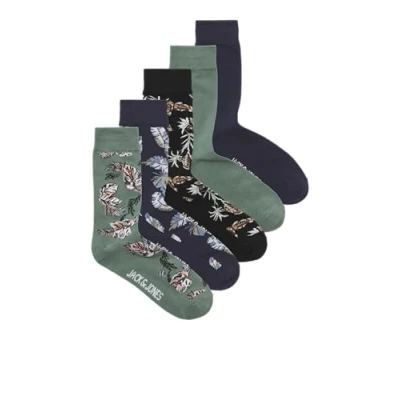 Abbildung von Jack &amp; Jones Jactrevor 5 PACK Socken, Herren, Größe: One Size, Black/navy blazer/trellis