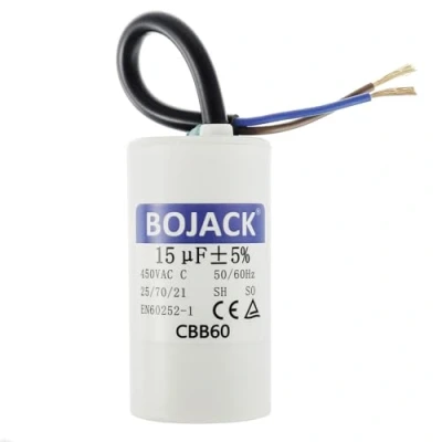 Abbildung von BOJACK CBB60 15uF 450V 50/60HZ Anlaufkondensator, SH Motorbetriebskondensator, AC Motorkondensator, mit Draht