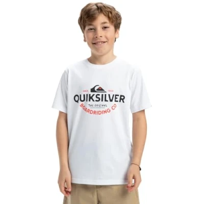 Abbildung von Quiksilver Typed OUT Unisex Tshirt print für Kinder, Größe: 140, White