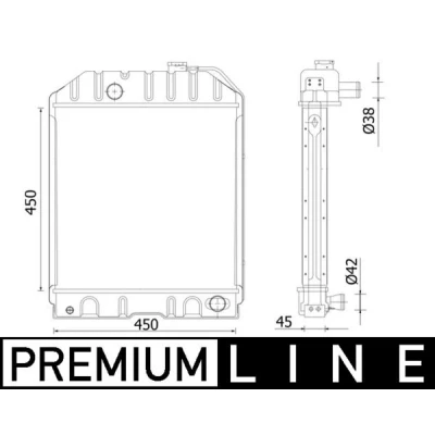 Abbildung von MAHLE ORIGINAL CR 2298 000P Kühler, Motorkühlung 450mm 45mm Kühlrippen gelötet