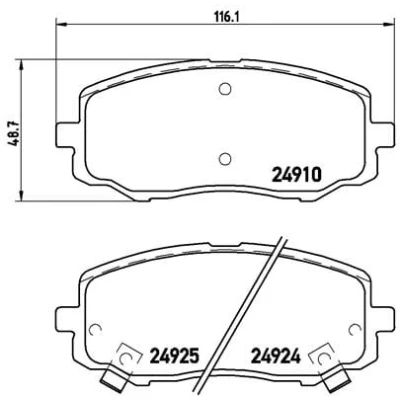 Abbildung von BREMBO P 30 045 Bremsbelagsatz mit akustischer Verschleißwarnung Anti Quietsch Blech Zubehör HYUNDAI: i20 I Schrägheck, II Schrägheck