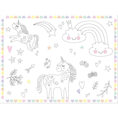 Abbildung von Folat 68337 Tischsets Malvorlagen Unicorns &amp; Rainbows 6 Stück