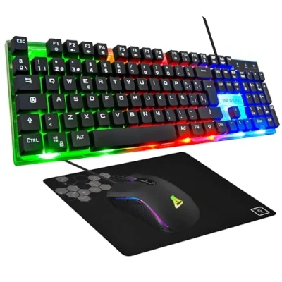 Abbildung von G Lab Combo Yttrium Set mit Tastatur und Maus, 3 in 1 Kombination QWERTY Gaming Tastatur, 105 Tasten, Gamer Maus 2600 DPI, Mauspad, PC/PS4/PS5