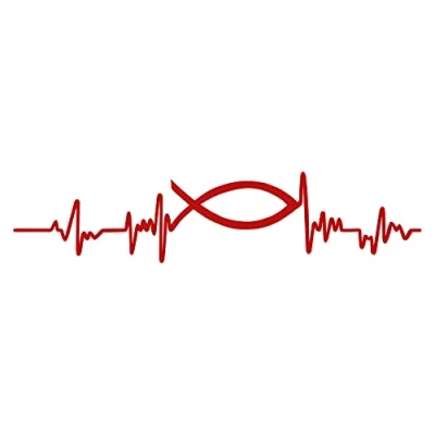 Abbildung von Aufkleber Herzschlag Tiere Breite 27cm Lifeline Heartbeat Deko Sticker Selbstklebend für Auto Kühlschrank Laptop Autoaufkleber K150 (Karminrot, 09 Fisch)