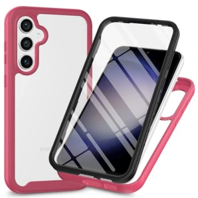 Abbildung von XINNI Hülle für Samsung Galaxy S24 Plus 5G, 360 Grad Stoßfeste Schutzhülle mit Integriertem Bildschirmschutz, Robuster Bumper Outdoor Full Body Case, Rosa