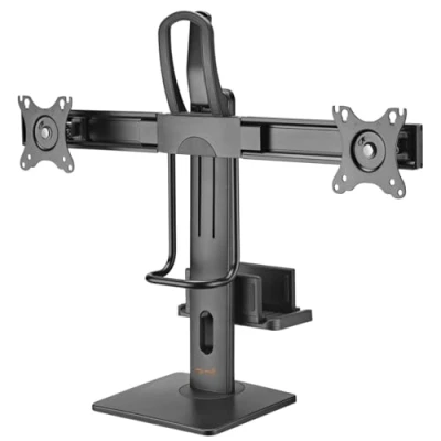 Abbildung von mywall Tischhalterung HL61L, 2 Monitor für 17 27 Zoll, Halterung Mini PC, Höhenverstellbar, Neigbar, Drehbar und Horizontal anpassbar mit Federsystem, VESA 75/100