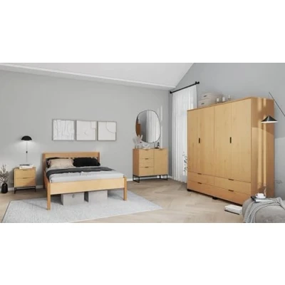 Abbildung von Inter Link Holzbett Massivholzbett Doppelbett Gästebett Betgestell Kiefer Massivholz Oak Colori lackiert 140 x 200 cm ohne Lattenrost Luna