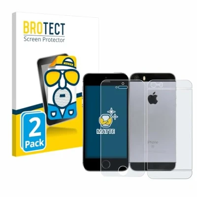 Abbildung von BROTECT Entspiegelungs Schutzfolie für Apple iPhone SE 2016 (Display+Rückseite) (2 Stück) Matte Displayschutz Folie, Anti Reflex, Fingerprint