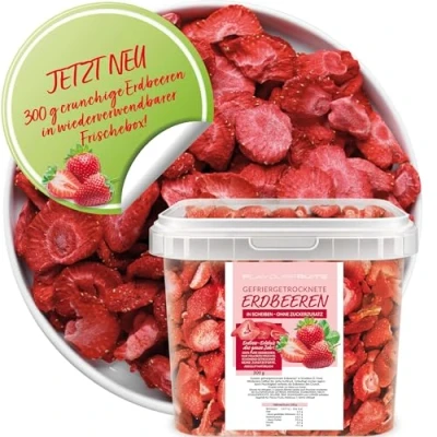 Abbildung von gefriergetrocknete Erdbeeren getrocknet Erdbeerchips in Scheiben pure Frucht 100% Limfood (300, Gramm)
