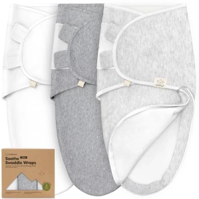 Abbildung von 3 Pack Pucksack Baby 0 monate Bio Baumwolle Pucktuch Baby, Ergonomische Schlafsack Neugeboren, Reißverschluss, Leicht zu wechselnde Babyschlafsack, Neugeborene Wickeltuch (Cloud)