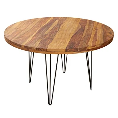 Abbildung von Riess Ambiente Massiver Esstisch MAKASSAR 120cm Sheesham rund mit Hairpin Legs Bistrotisch Tisch