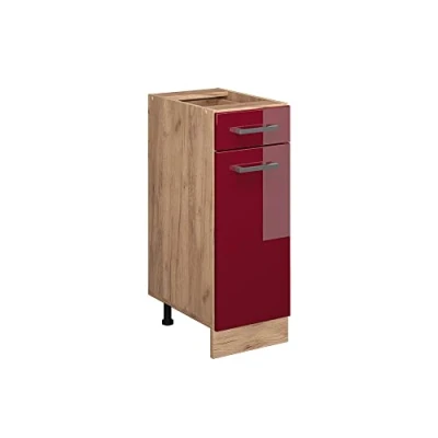 Abbildung von Vicco Unterschrank R Line, Bordeaux Hochglanz/Goldkraft Eiche, 30 cm ohne Arbeitsplatte