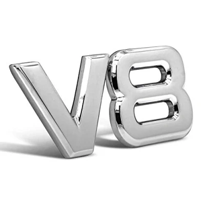 Abbildung von Adapter Universe Zierleisten Aufkleber V8 Emblem Zeichen Chrom Schriftzug 3D Logo Auto Tuning
