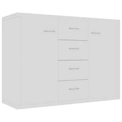 Abbildung von vidaXL Sideboard, Kommode mit viel Stauraum, Schrank 4 Schubladen 2 Türen, Mehrzweckschrank Anrichte für Wohnzimmer, Weiß 88x30x65cm Holzwerkstoff