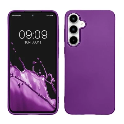 Abbildung von kwmobile Case kompatibel mit Samsung Galaxy A55 5G Hülle Schutzhülle aus Silikon metallisch schimmernd Handyhülle Metallic Violett