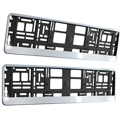 Abbildung von INTENSE 2X Racing Systems Kennzeichenhalter Nummernschildhalter Edelstahl Optik gebürstet Brushed 520 x 110 mm Kfz Kennzeichenrahmen, Schwarz /