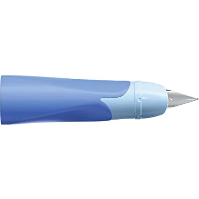 Abbildung von Linkshänder Griffstück für ergonomischen Schulfüller mit Anfänger Feder A STABILO EASYbirdy Pastel in blau/hellblau