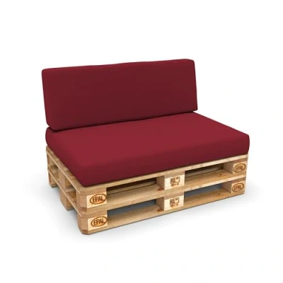 Abbildung von POKAR Palettenkissen Palettenauflagen mit abnehmbarem Bezug Palettenmöbel Palettensofa 2er Set: Sitzkissen 120x80 + Rückenlehne 120x40, Dunkelrot