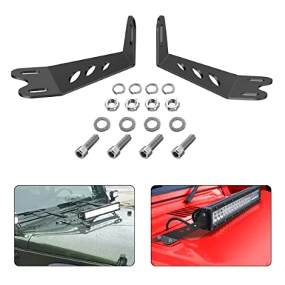 Abbildung von Nilight 2 Stück Motorhaubenhalterungen für 50,8 cm LED Lichtleiste auf Jeep Wrangler JK 20072017, Jahre Garantie (90040B)